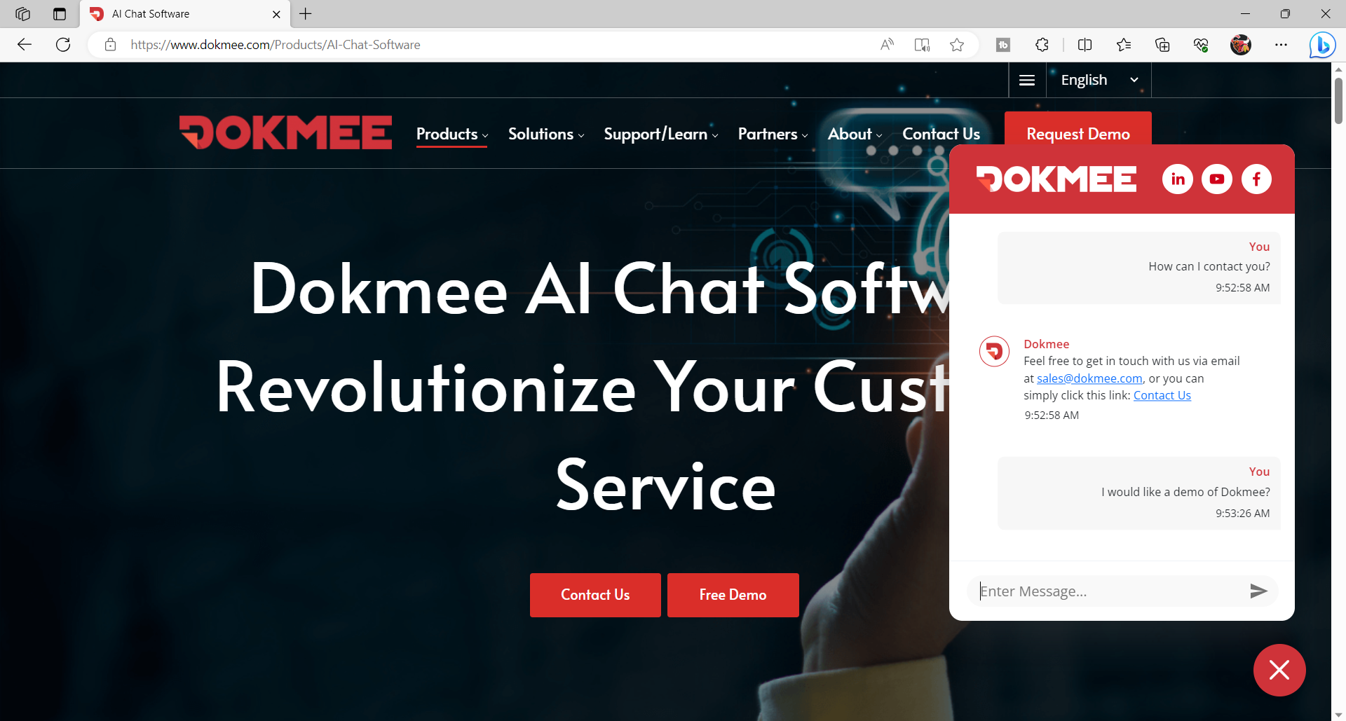 screenshot of Dokmee AI Chat Software